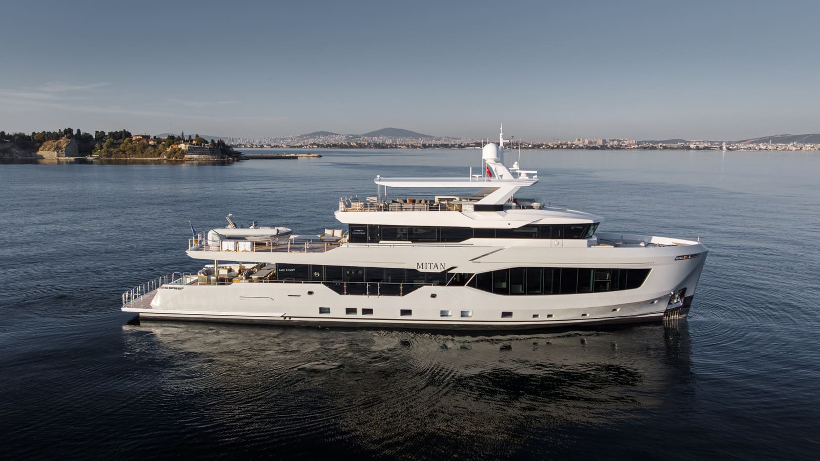 Mitan at anchor, full profile
